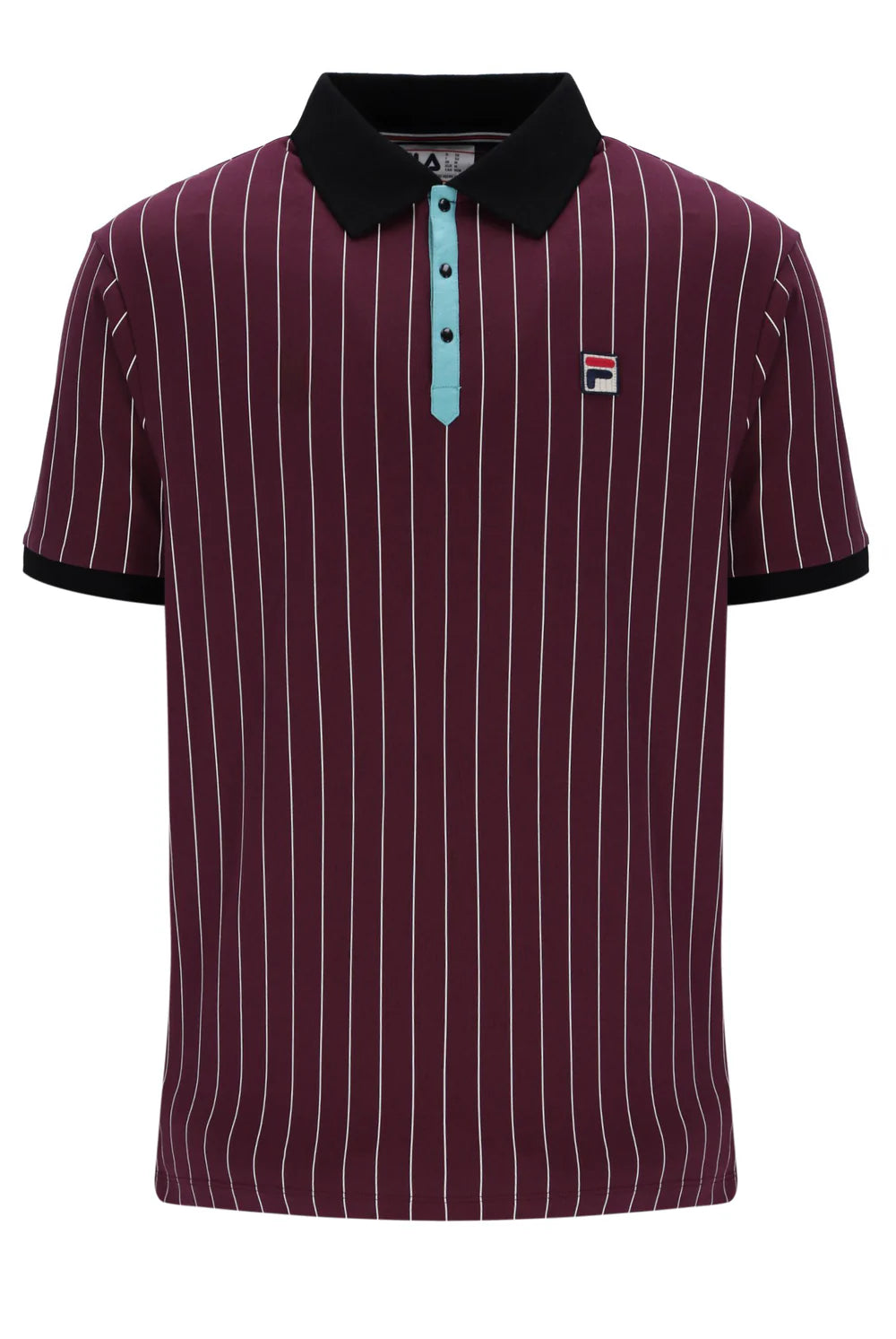 Fila Vintage Men's BB1 Classic Vintage Stripped Polo Shirt Fig / Milky Blue