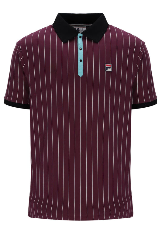 Fila Vintage Men's BB1 Classic Vintage Stripped Polo Shirt Fig / Milky Blue