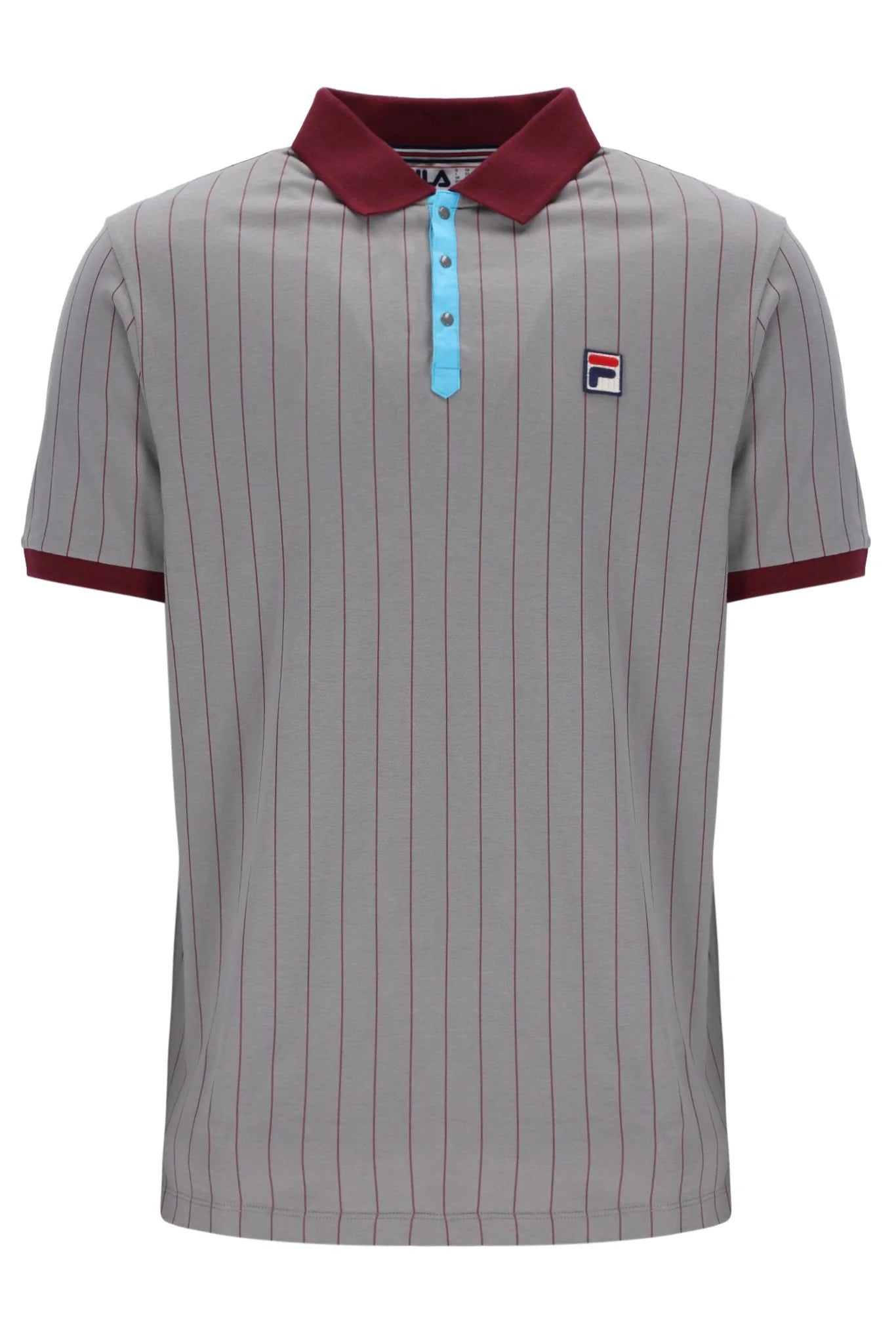 Fila Vintage Men's BB1 Classic Vintage Stripped Polo Shirt Sharkskin Grey