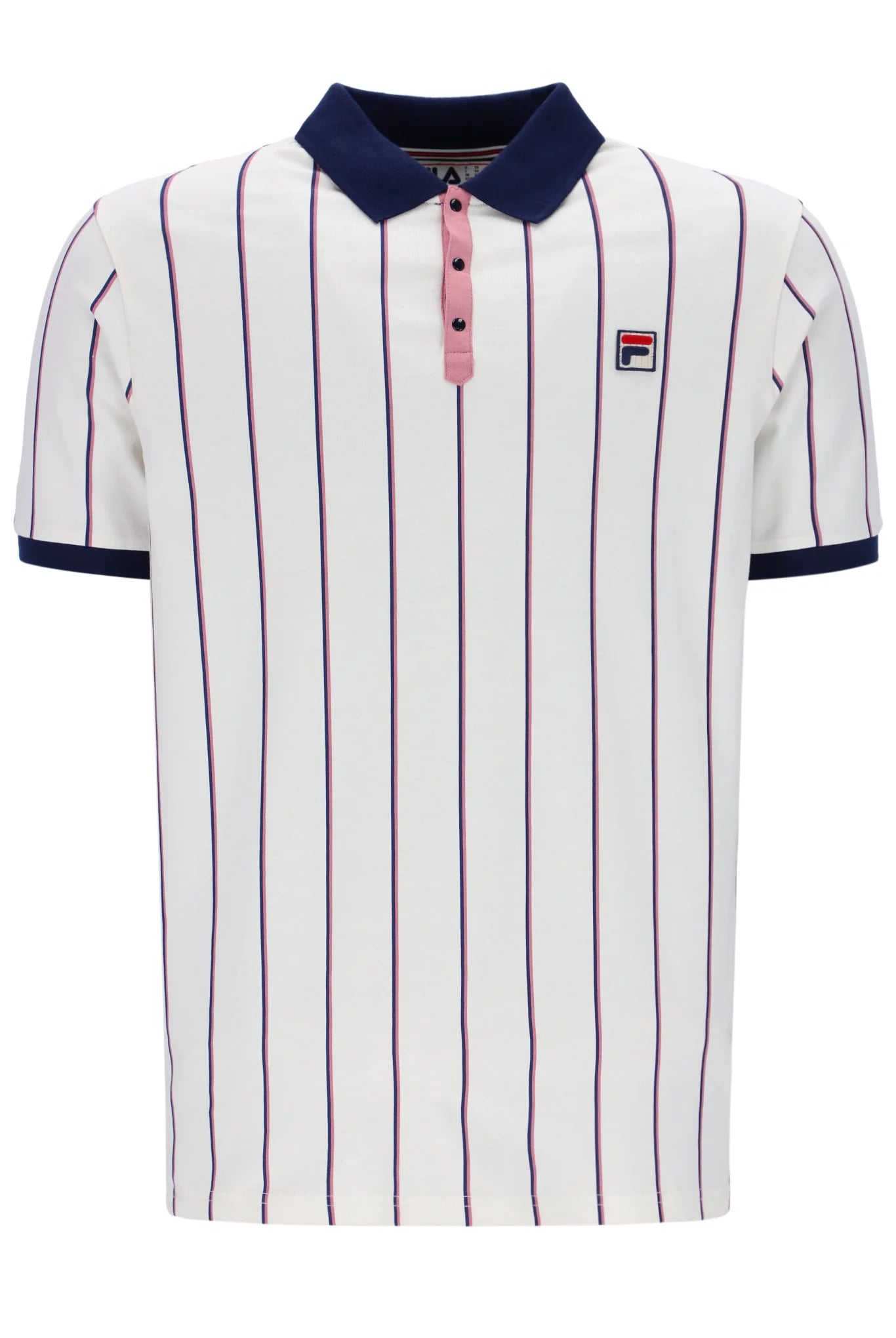 Fila Vintage Men's Brett Double Stripe BB1 Polo Shirt Gardenia