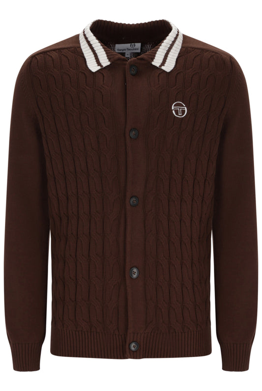 Sergio Tacchini Brutta Knitted Cardigan Potting Soil / Gardenia