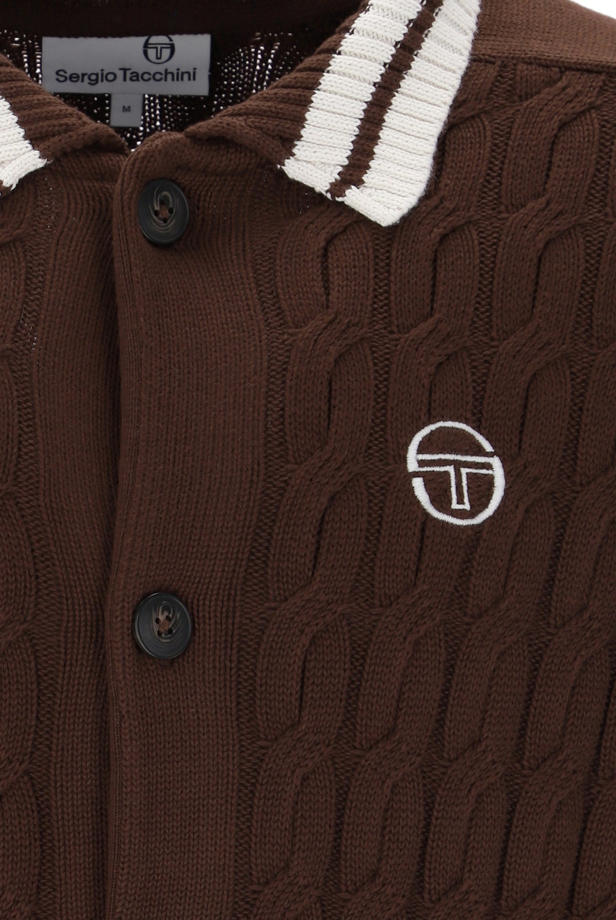 Sergio Tacchini Brutta Knitted Cardigan Potting Soil / Gardenia