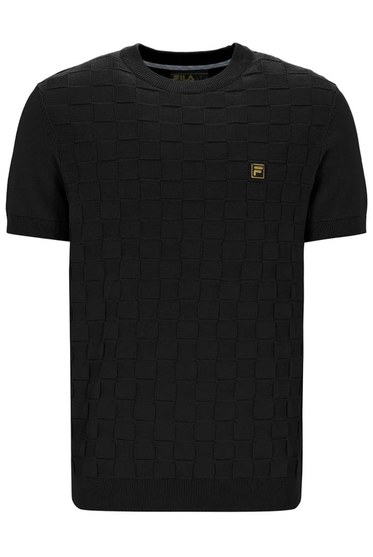Fila Vintage Men's Campbell Knit Crew Neck T Shirt Black