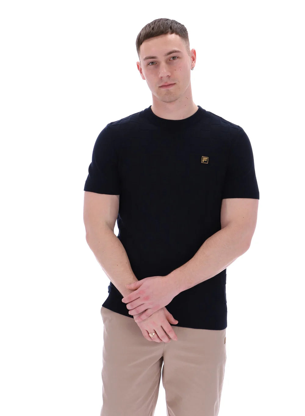 Fila Vintage Men's Campbell Knit Crew Neck T Shirt Black