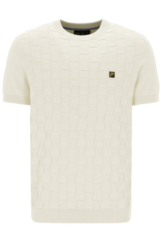 Fila Vintage Men's Campbell Knit Crew Neck T Shirt Egret