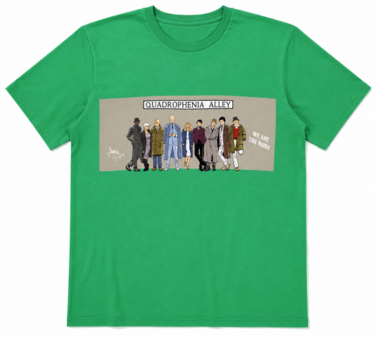 Quadrophenia Alley Men's Exclusive Icon Quadrophenia Cast Print T-Shirt Irish Green