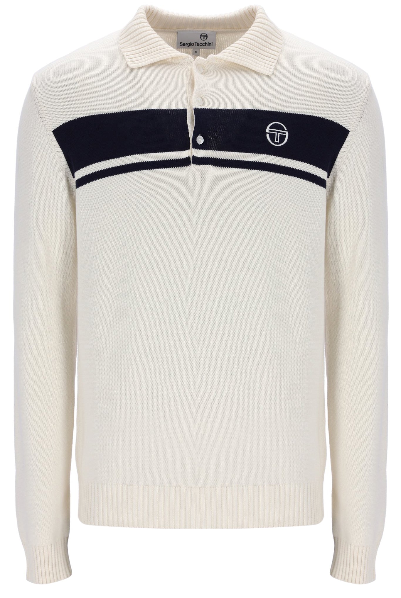Sergio Tacchini Men's Damarindo Knitted Polo Shirt Gardenia/ Maritime Blue