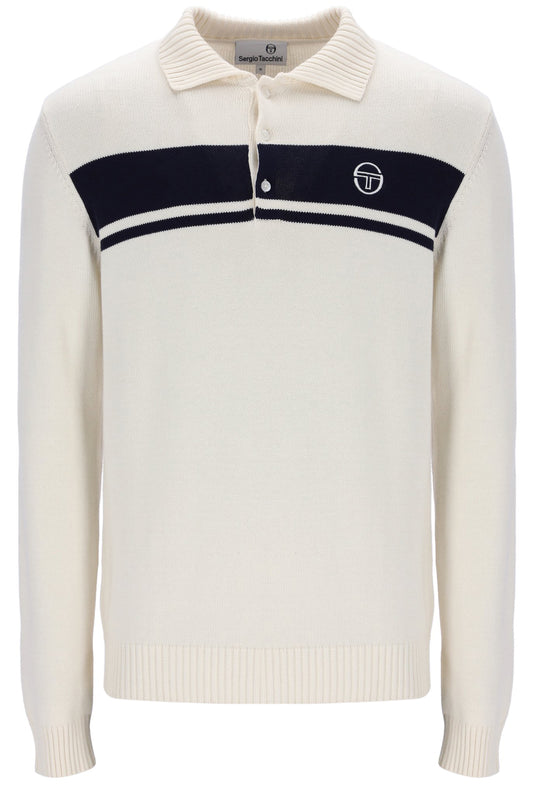 Sergio Tacchini Men's Damarindo Knitted Polo Shirt Gardenia/ Maritime Blue