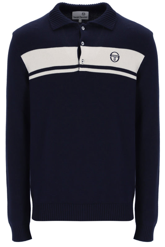 Sergio Tacchini Men's Damarindo Knitted Polo Shirt Maritime Blue / Gardenia