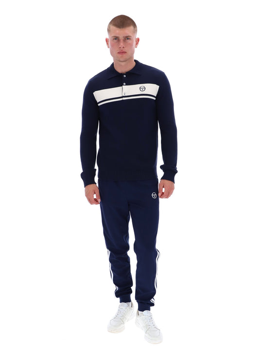Sergio Tacchini Men's Damarindo Knitted Polo Shirt Maritime Blue / Gardenia