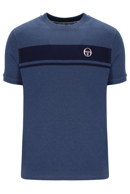 Sergio Tacchini Men's STM12156 DNM Masters Crew Neck T Shirt Mid Denim