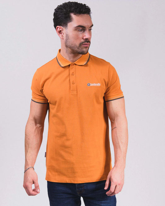 Lambretta Men's SS1608 Twin Tipped Polo Shirt Desert Sun / Stone / Iron