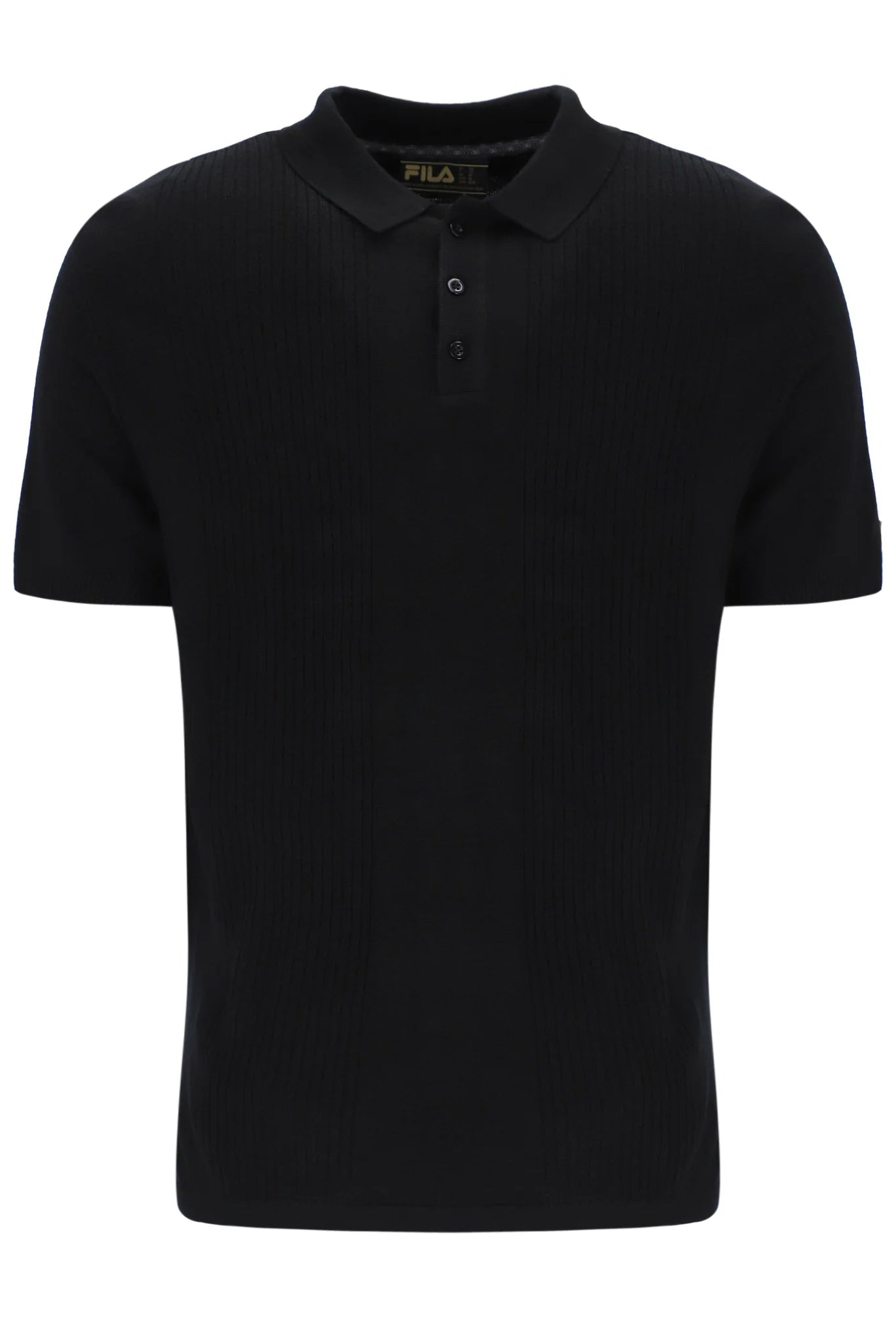 Fila Vintage Men's Evan Drop Needle Knit Polo Shirt Black