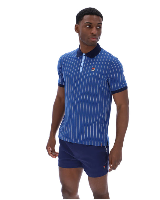 Fila Vintage Men's BB1 Classic Vintage Stripped Polo Shirt Limoges / White / Frozen Fjord / Fila Navy