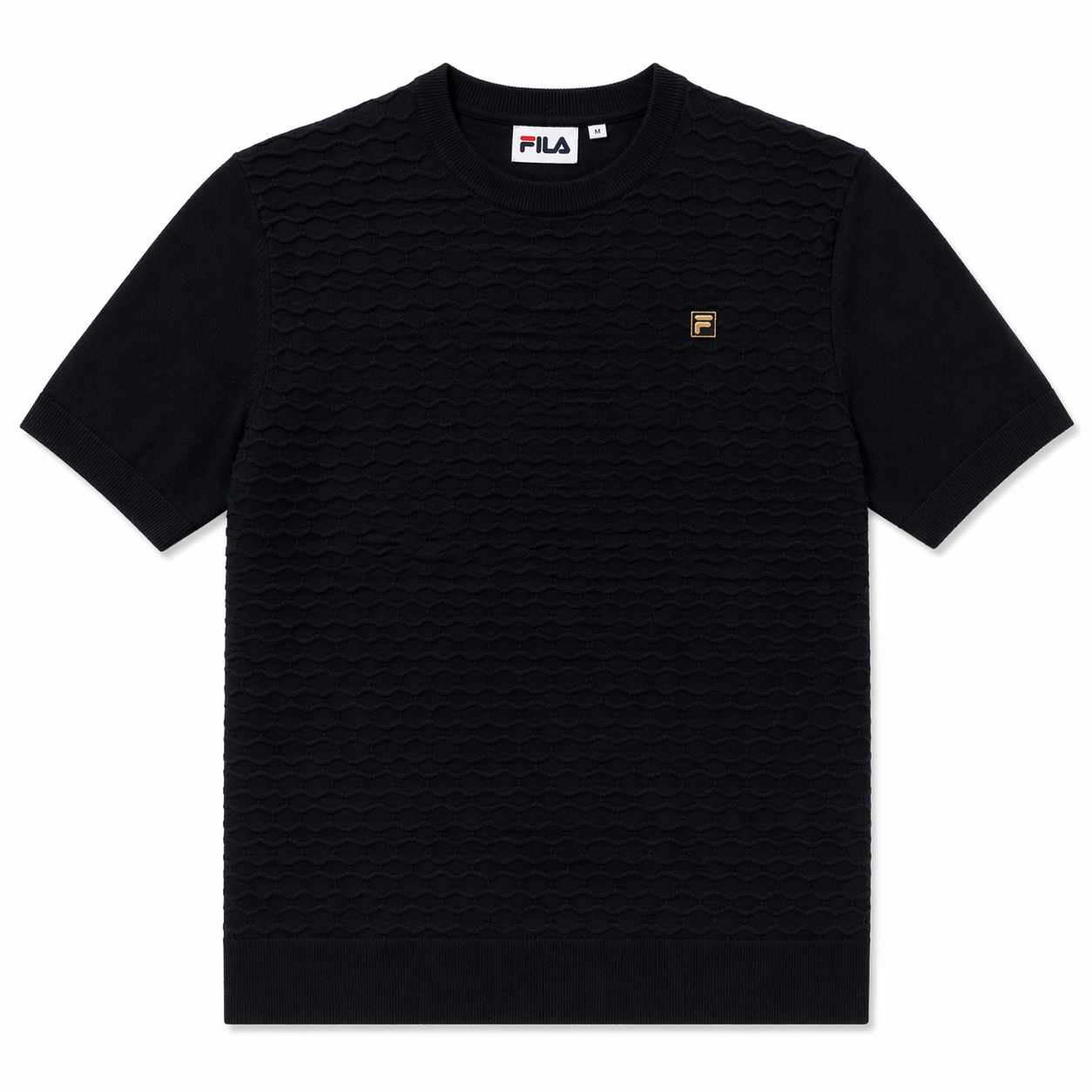 Fila Vintage Men's Don Textured Knit T Shirt Black