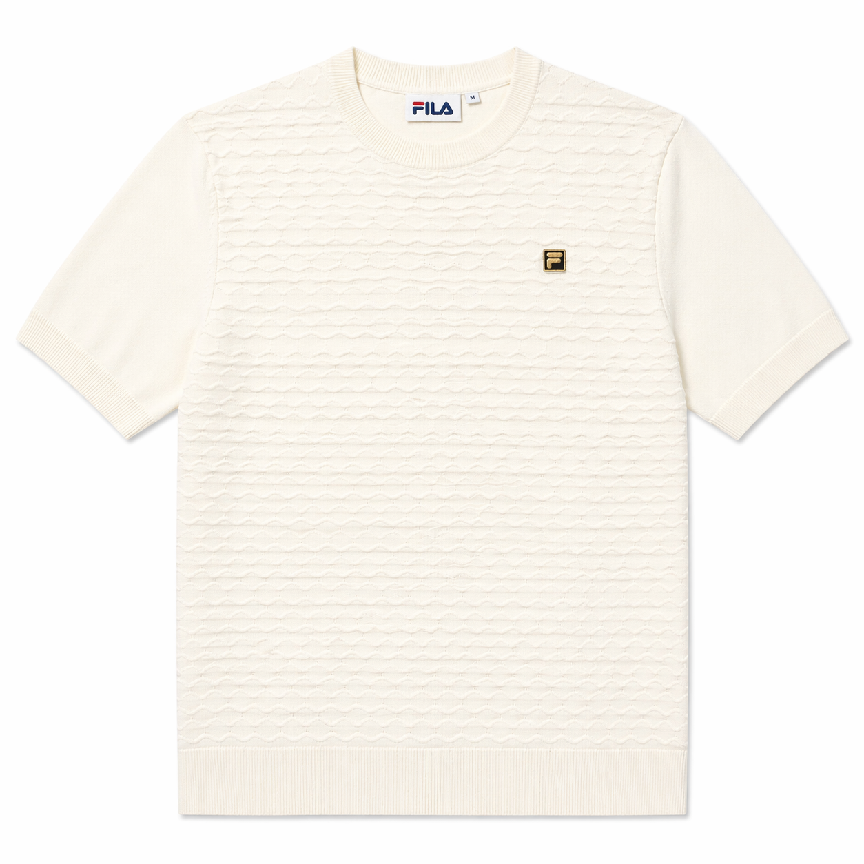Fila Vintage Men's Don Textured Knit T Shirt Coconut Milk