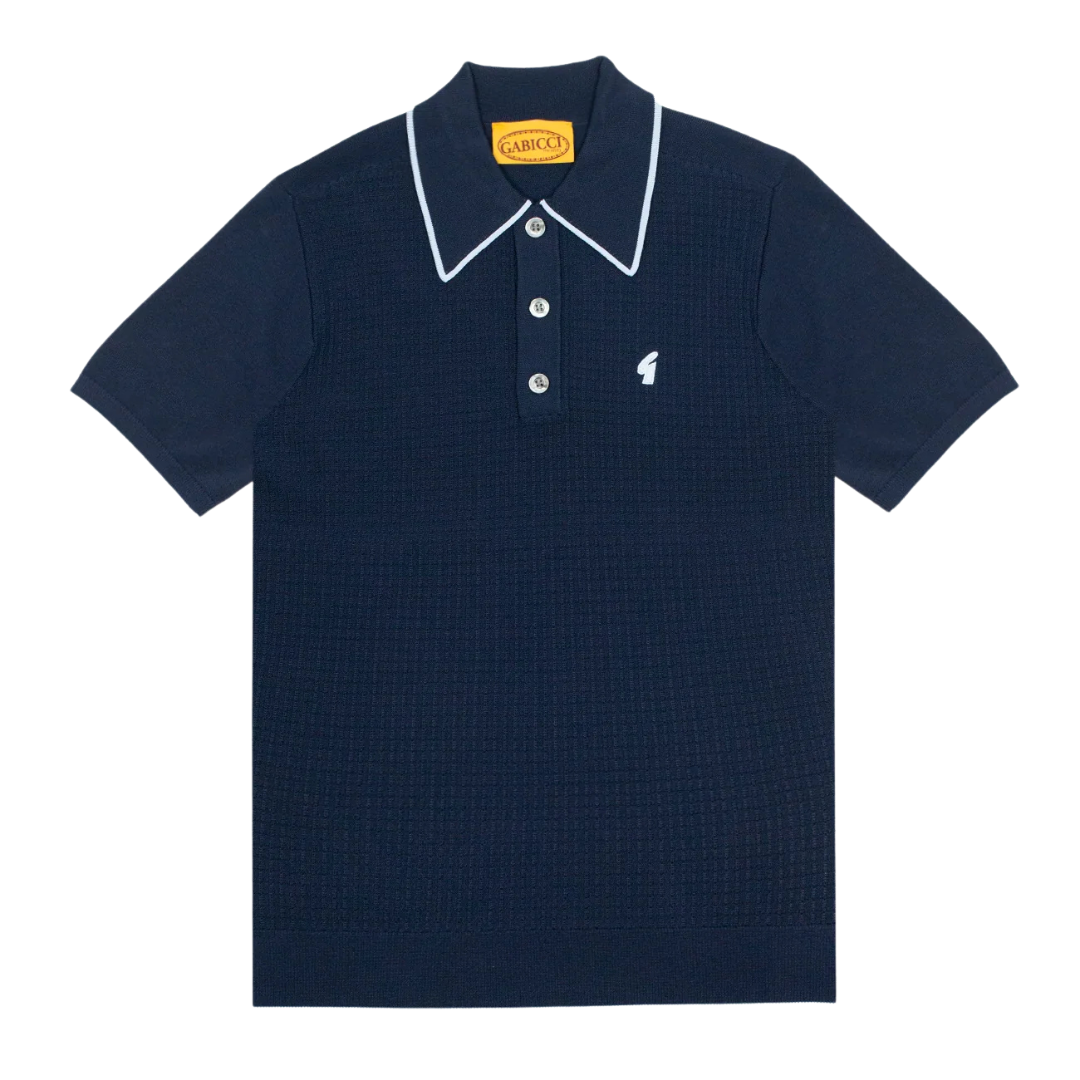 Gabicci Vintage Men's V54GM17 Malcolm SS Tipped Polo Shirt Navy Blue