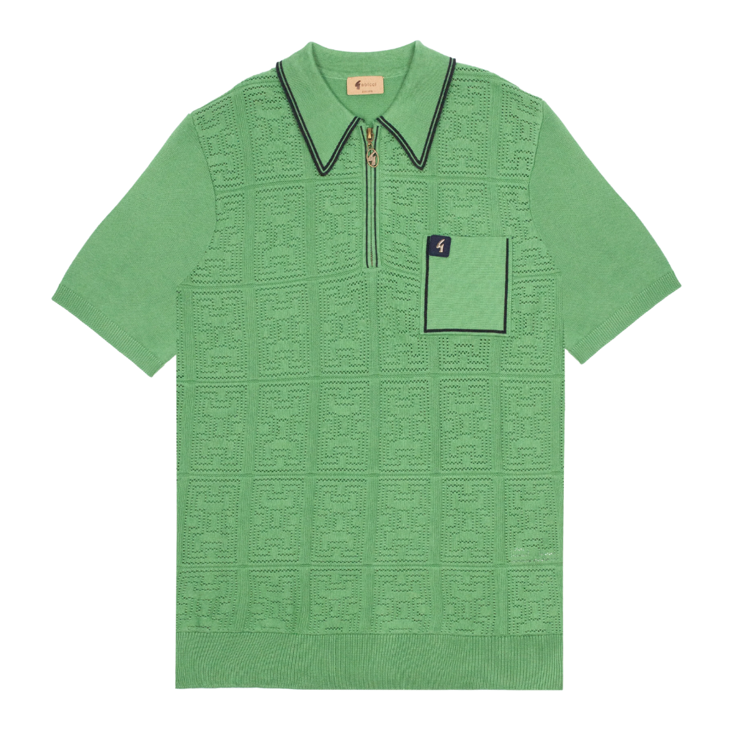 Gabicci Vintage Men's V54GM06 Marr SS Textured Polo Shirt Verde Green