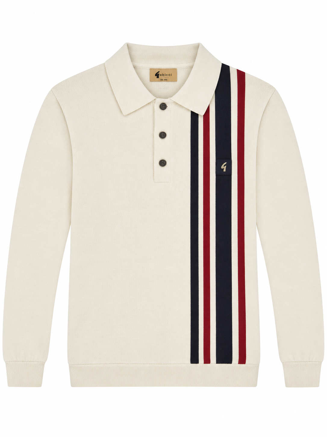 Gabicci Vintage V57GM03 Soda L/S Stripe Polo Shirt Cream