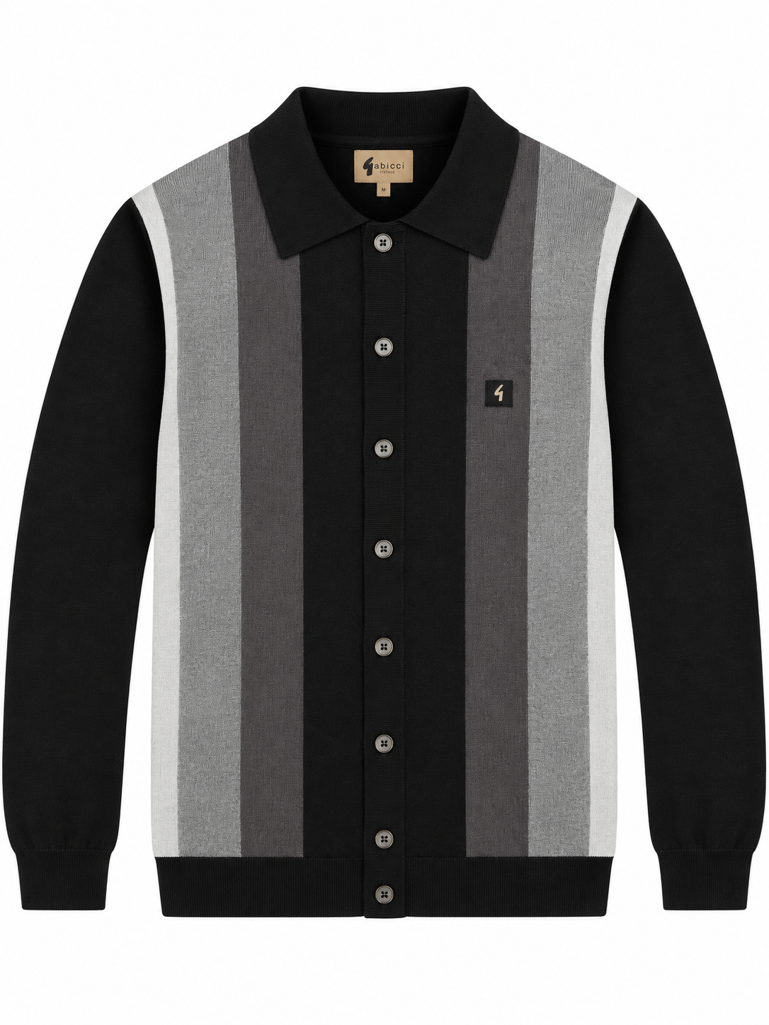 Gabicci Vintage V57GM12 Pedro L/S Button Front Polo Shirt Black