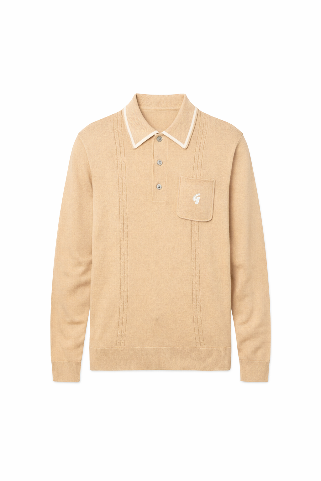 Gabicci Vintage Men's V55GM24 Ned L/S Polo Shirt Nutmeg