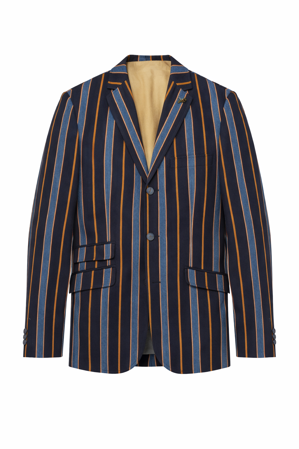 Gabicci Vintage Men's V56GJ04 Henley Stripe Blazer Navy Blue