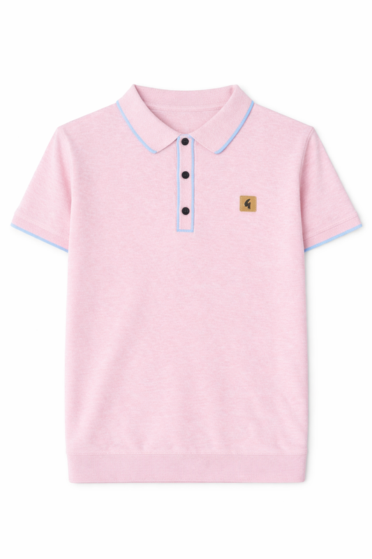 Gabicci Vintage Men's V56GM08 Lineker Tipped SS Polo Shirt Candy Pink