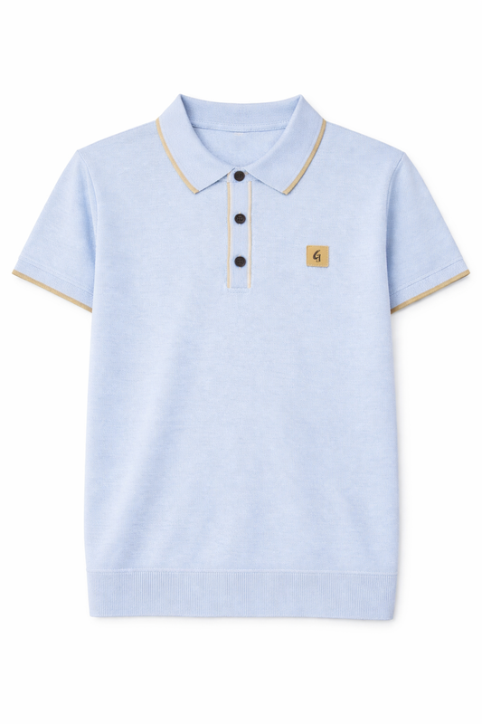 Gabicci Vintage Men's V56GM08 Lineker Tipped SS Polo Shirt Surf Blue