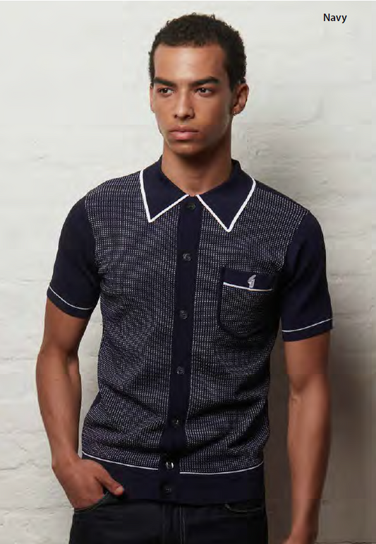 Gabicci Vintage Men's V56GM24 Di Lello SS Polo Shirt Navy Blue