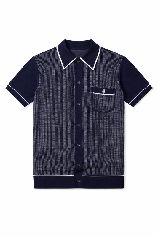 Gabicci Vintage Men's V56GM24 Di Lello SS Polo Shirt Navy Blue