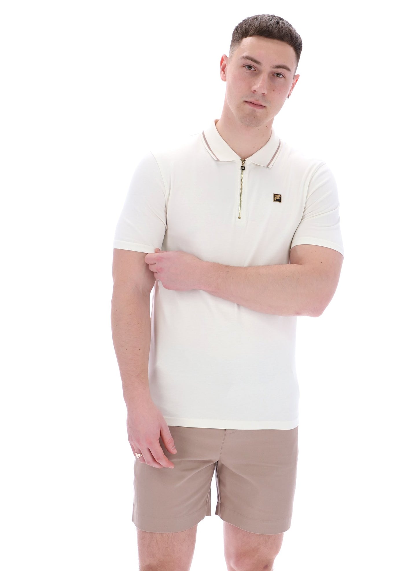 Fila Vintage Men's Lemar Premium Essential Polo Shirt Egret Beige