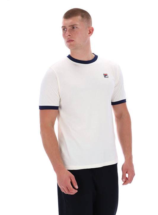 Fila Vintage Men's Marconi Essential Ringer T Shirt Gardenia / Fila Navy