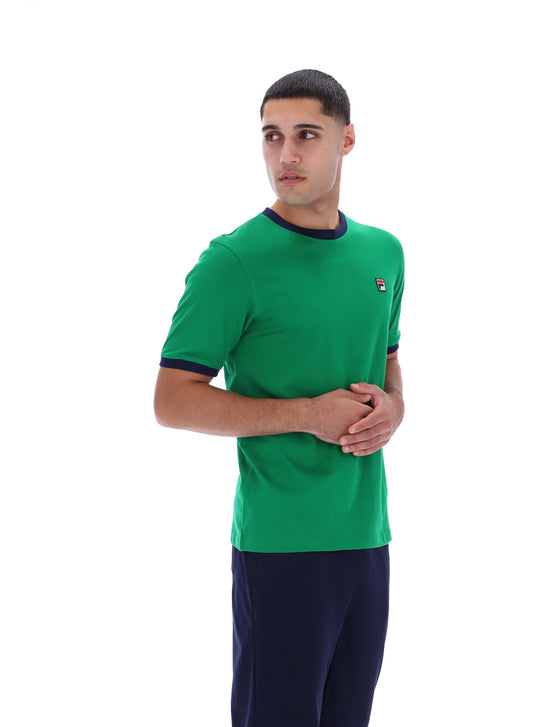 Fila Vintage Men's Marconi Essential Ringer T Shirt Green / Fila Navy