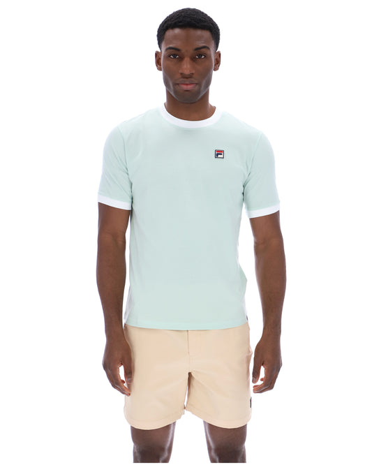 Fila Vintage Men's Marconi Essential Ringer T Shirt Surf Spray / White