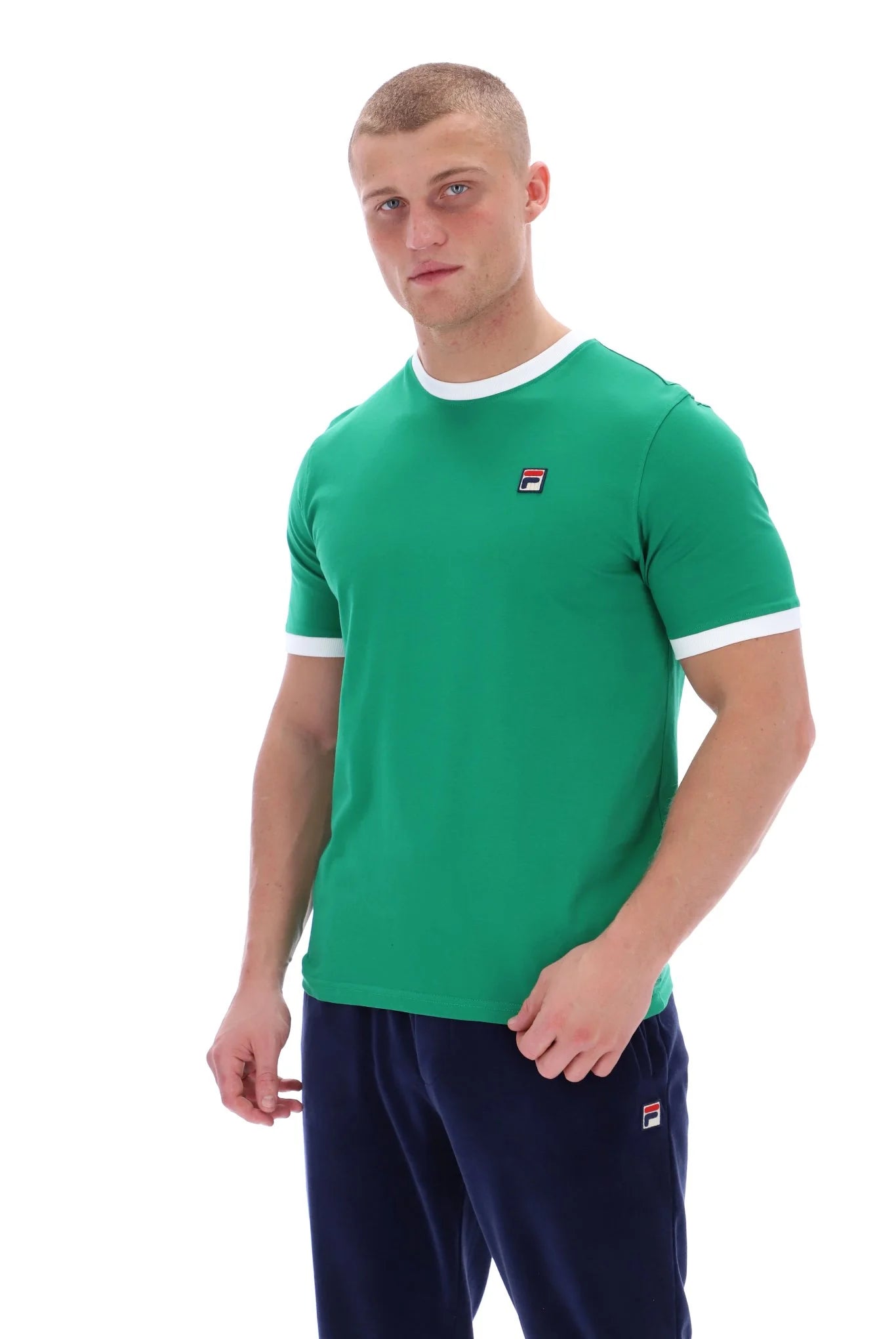 Fila Vintage Men's Marconi Essential Ringer T Shirt Jelly Bean Green