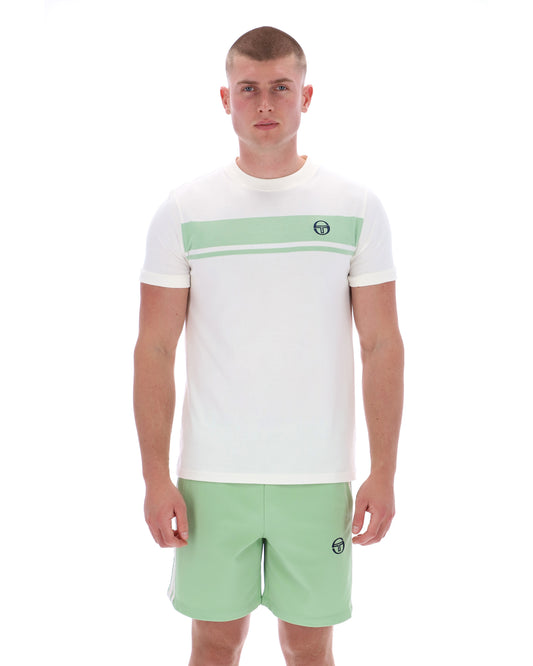 Sergio Tacchini Men's STM14593 SS Master Crew Neck T Shirt Gardenia / Quiet Green