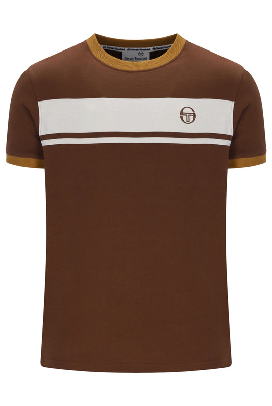 Sergio Tacchini STM14593 SS Master Crew Neck T Shirt Potting Soil / Gardenia / Golden Brown