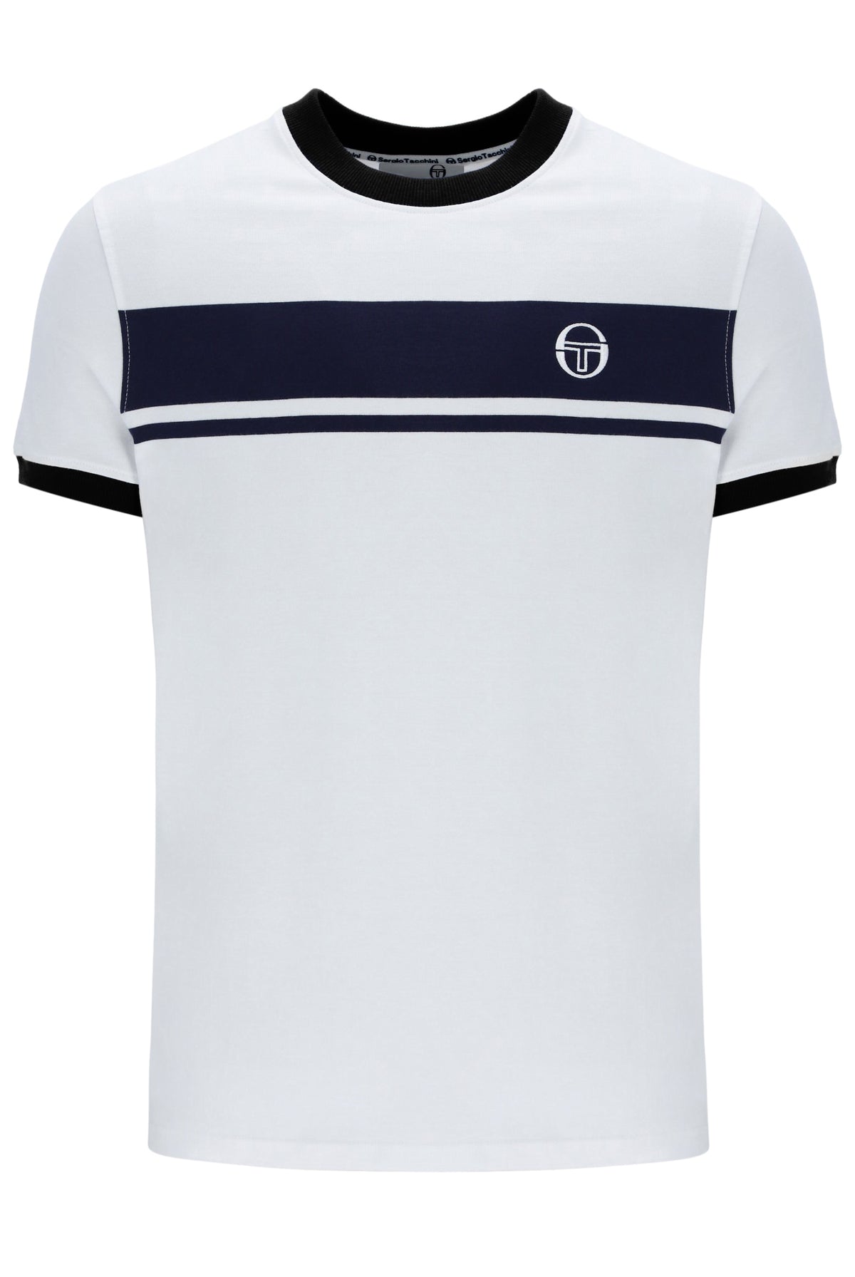 Sergio Tacchini STM14593 SS Master Crew Neck T Shirt White / Maritime Blue / Black