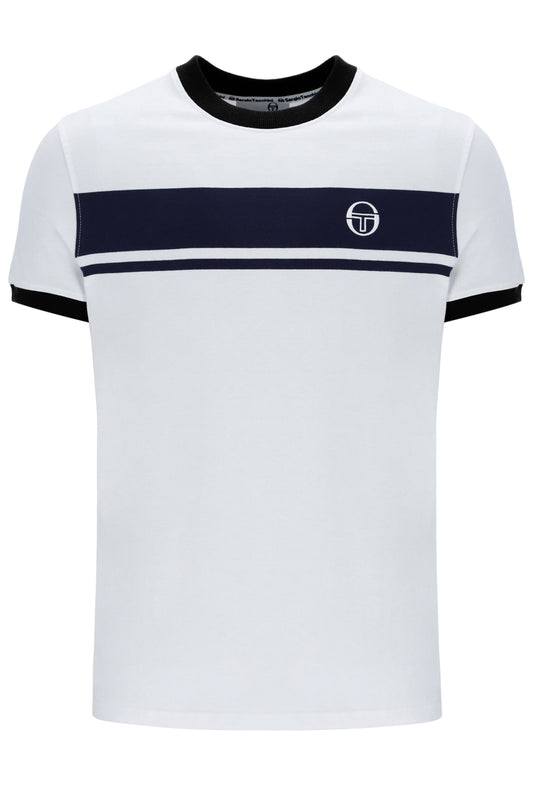 Sergio Tacchini STM14593 SS Master Crew Neck T Shirt White / Maritime Blue / Black