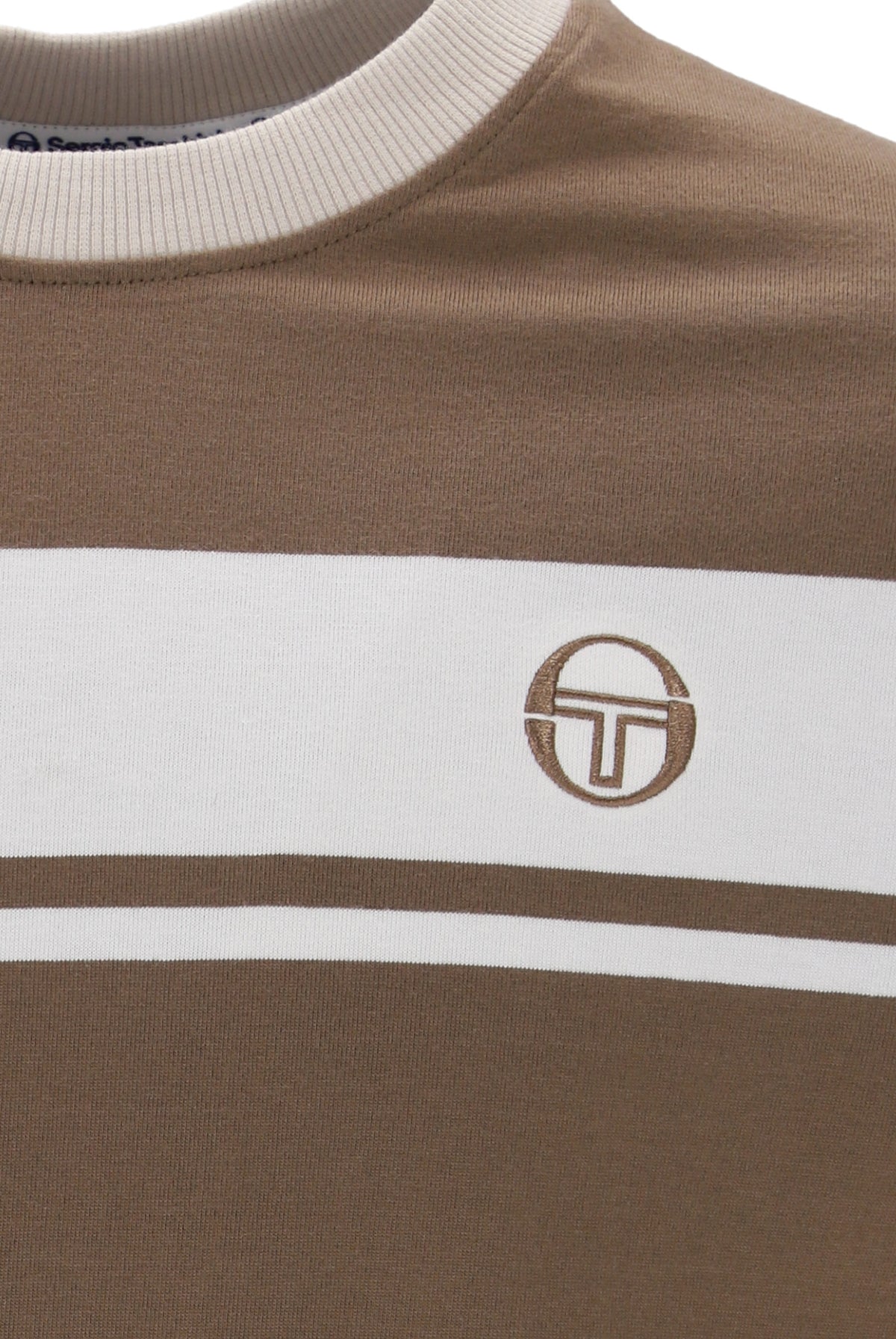 Sergio Tacchini Men's STM14593 SS Master Crew Neck T Shirt Shitake / Gardenia
