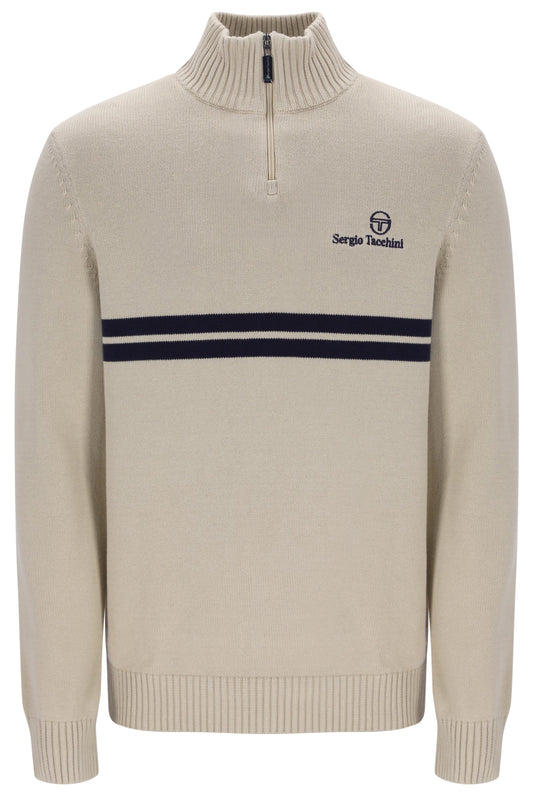Sergio Tacchini New Dallas 1/4 Zip Knitted Top Peyote / Maritime Blue