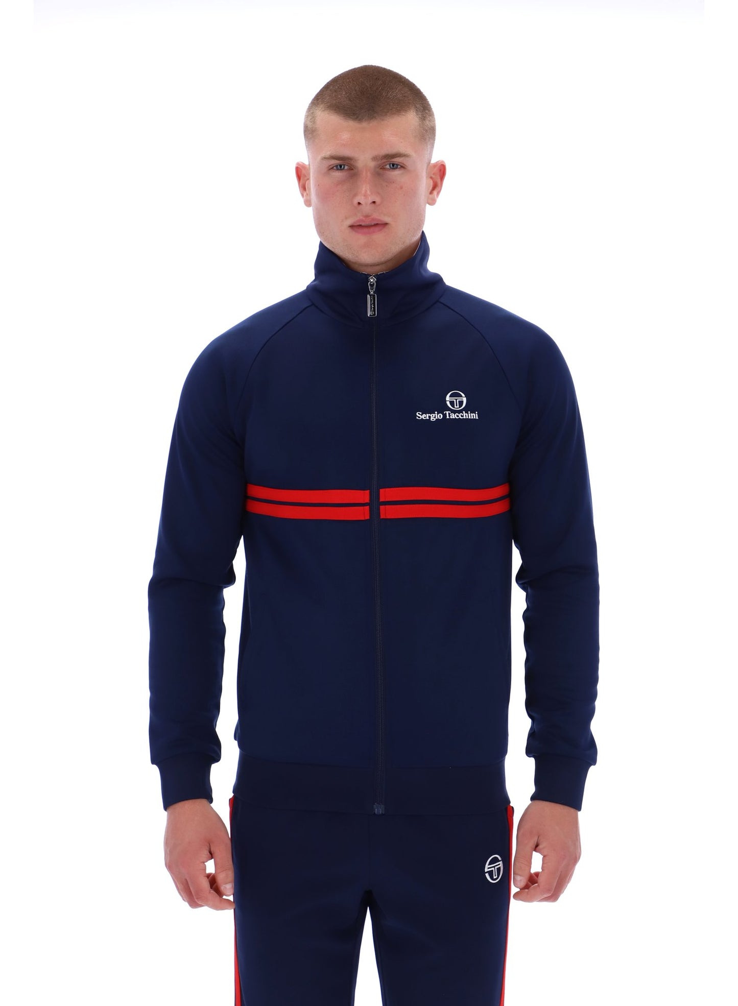 Sergio Tacchini Men's New Dallas Track Top Maritime Blue / White / Adrenaline Rush