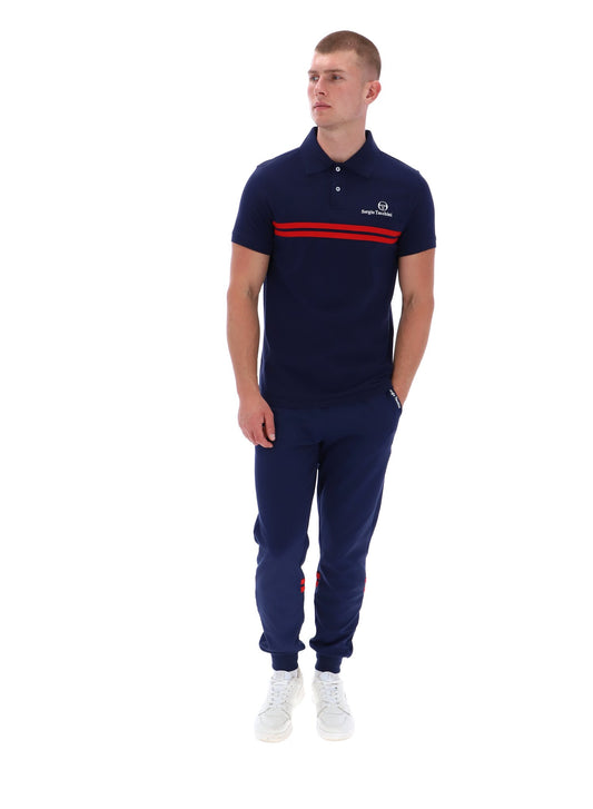 Sergio Tacchini Men's New Supermac Polo Shirt Maritime Blue / Adrenaline Rush
