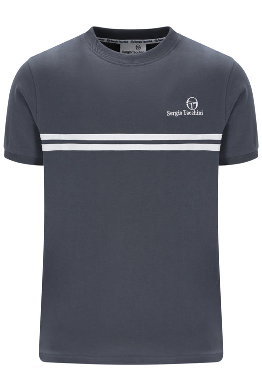 Sergio Tacchini Men's STM14565 Supermac Short Sleeve T Shirt Turbulence / White / Black