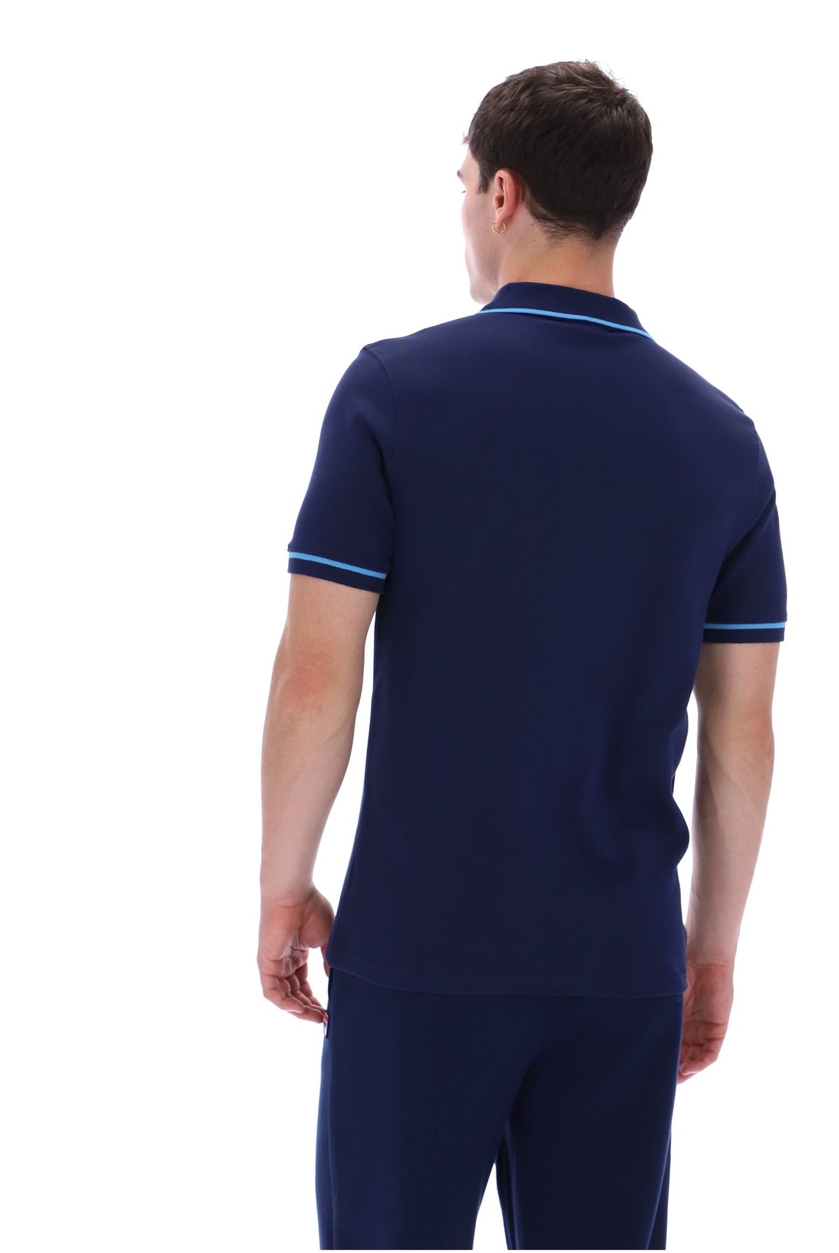 Fila Vintage Men's Oden Zip Polo Shirt Fila Navy / Azure Blue