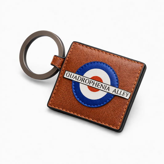 Quadrophenia Alley Exclusive Mod Target Leather Keyring Brown