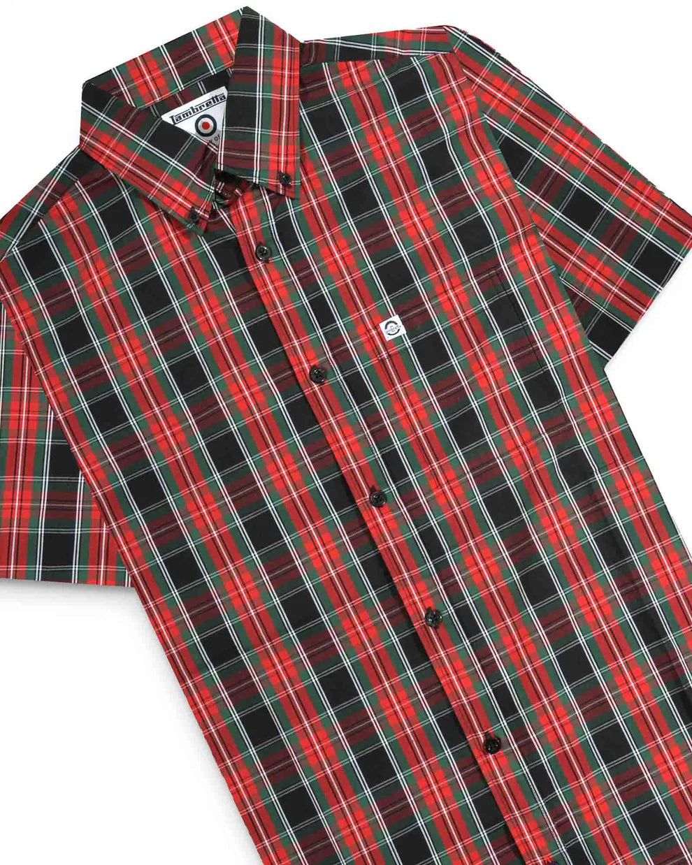 Lambretta Men's RWIS1473 SS Check Shirt Black / Red / Green