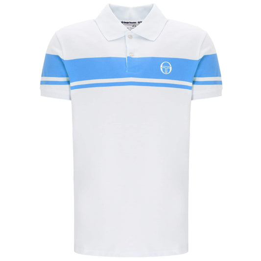 Sergio Tacchini Men's STM14554 SS Young Line Polo Shirt Gardenia / Azure Blue