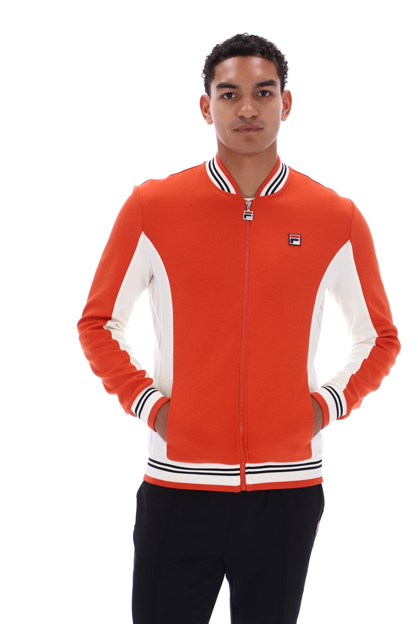 Fila Vintage Men's Settanta 2 Track Top Burnt Ochre / Gardenia / Black