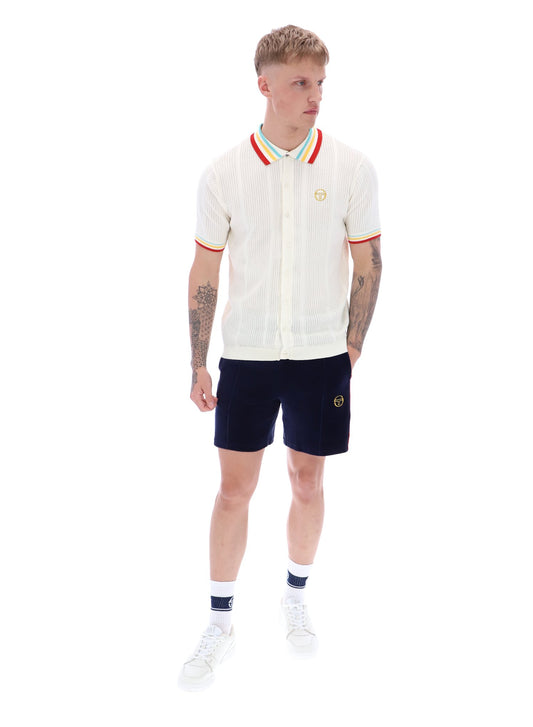 Sergio Tacchini Men's STM12123 SS Slice Button Polo Shirt Gardenia / Gold